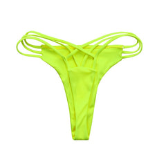 Women Sexy Bikini Bottom Swimsuit Solid Bikini Swimwear Cheeky Thong V Swim Trunks Summer Thong Bikini Shorts