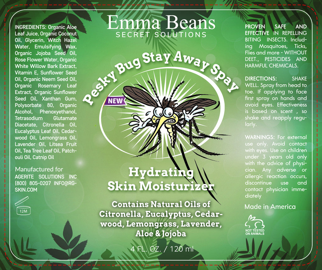A PESKY® Bug Stay Away Spray and Natural Hydrating Skin Moisturizer - Home  of Emma Beans Magic Pain Away & PESKY Products