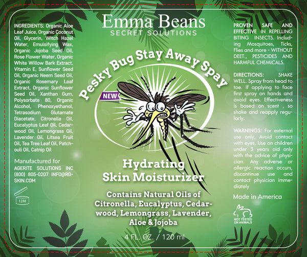 Emma Beans Pesky Bug Stay Away Spray and Natural Hydrating Skin Moisturizer